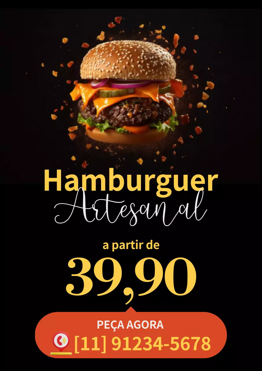 Cartaz publicitário de comida em negrito preto