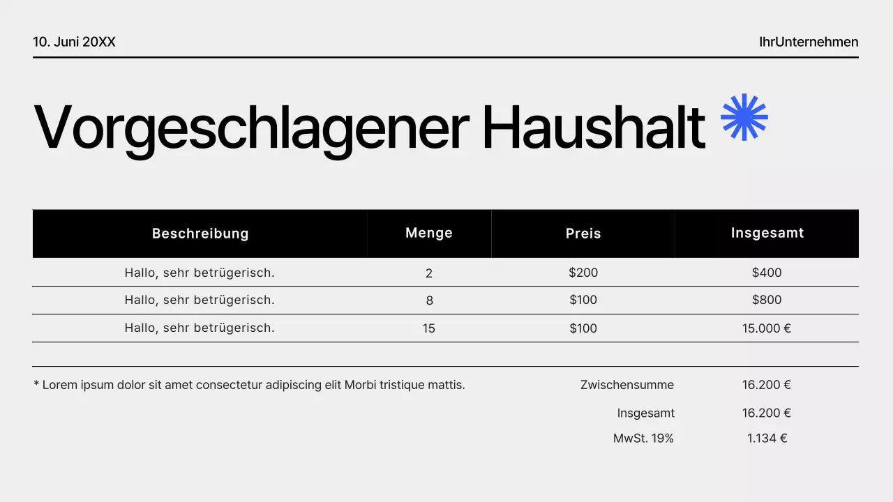 Schwarz und Blau Modern Geometrisch Projektvorschlag