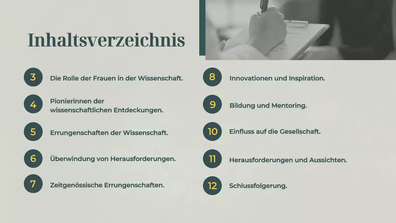 Grünes und graues grundlegendes Vorlesungsmaterial über Frauen in der Wissenschaft