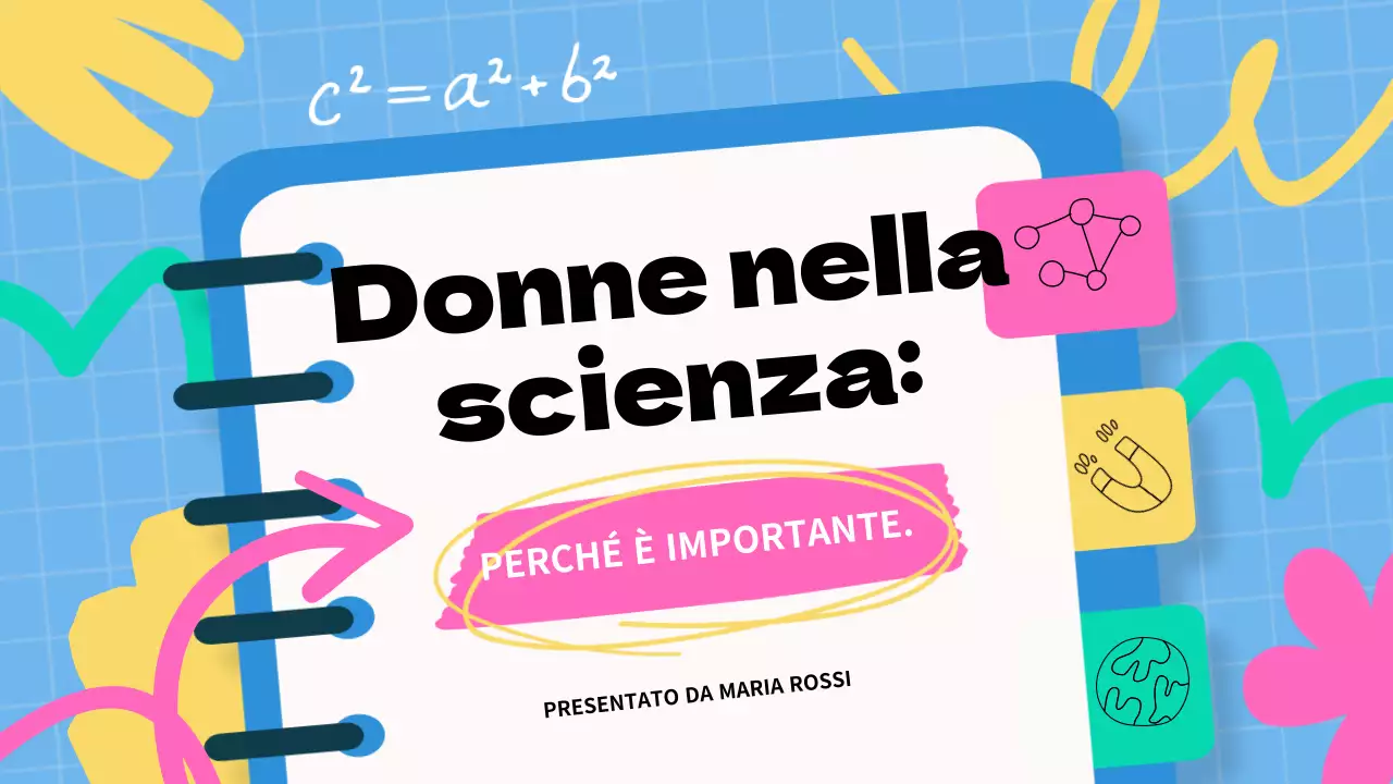 Materiale didattico di base sulle donne nella scienza in blu e rosa