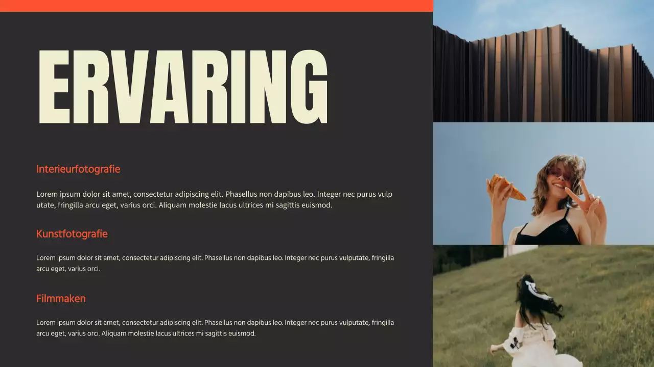 Presentatie portfolio zwart-rood trendfotograaf