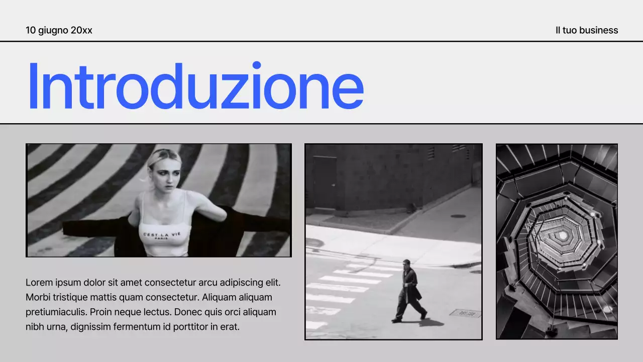 Proposta di progetto geometrico moderno nero e blu