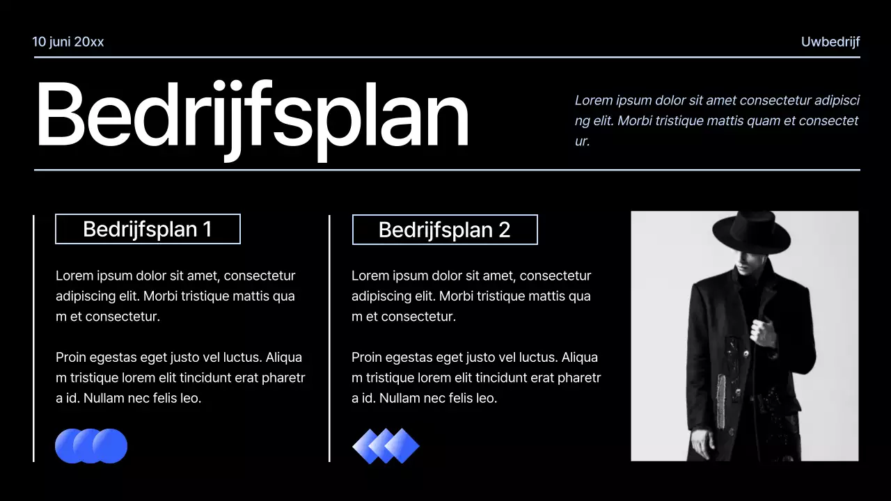 Zwart en Blauw Modern Geometrisch Projectvoorstel