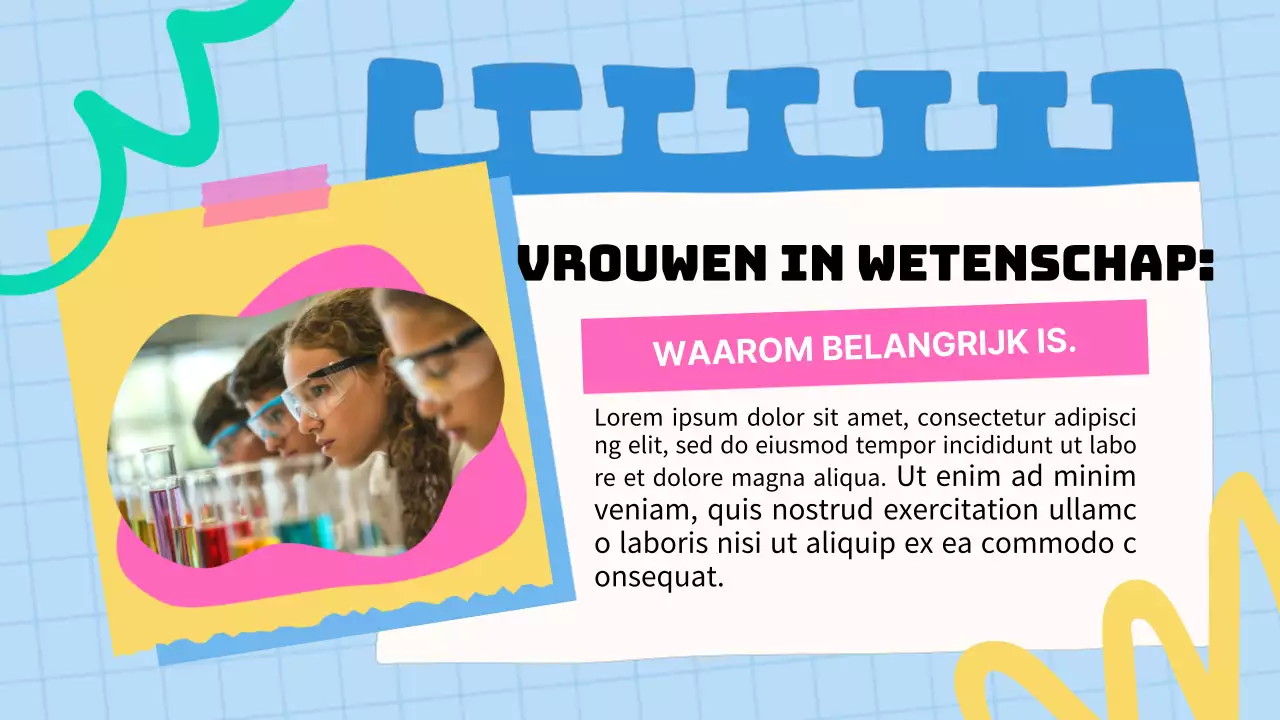 Blauw en roze basismateriaal voor lezingen over vrouwen in de wetenschap