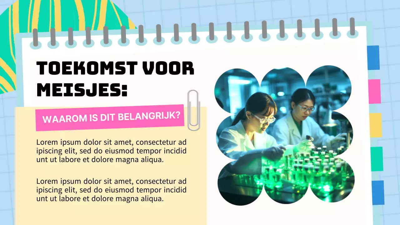 Blauw en roze basismateriaal voor lezingen over vrouwen in de wetenschap