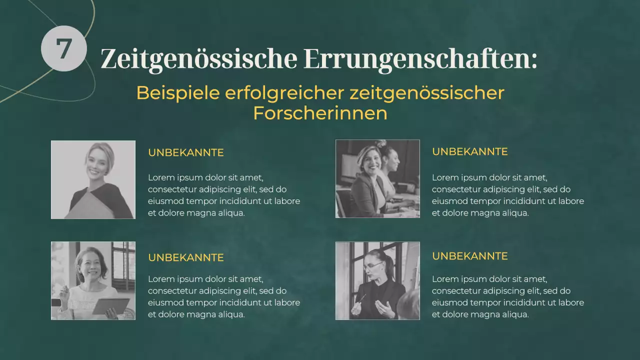 Grünes und graues grundlegendes Vorlesungsmaterial über Frauen in der Wissenschaft
