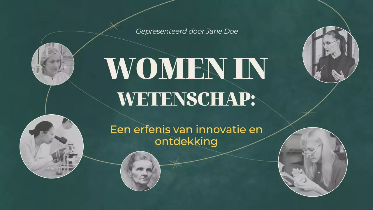 Groen en grijs basismateriaal voor lezingen over vrouwen in de wetenschap