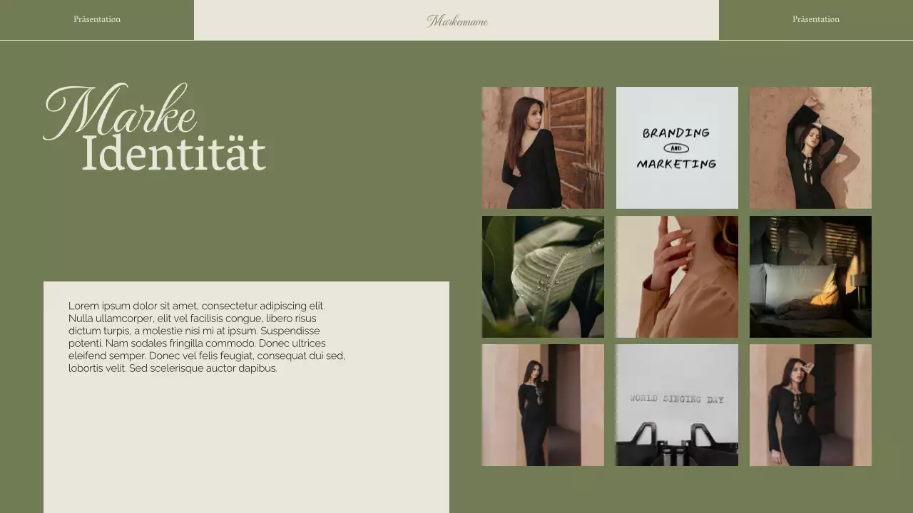 Grüne elegante Frau Business-Markenstrategie