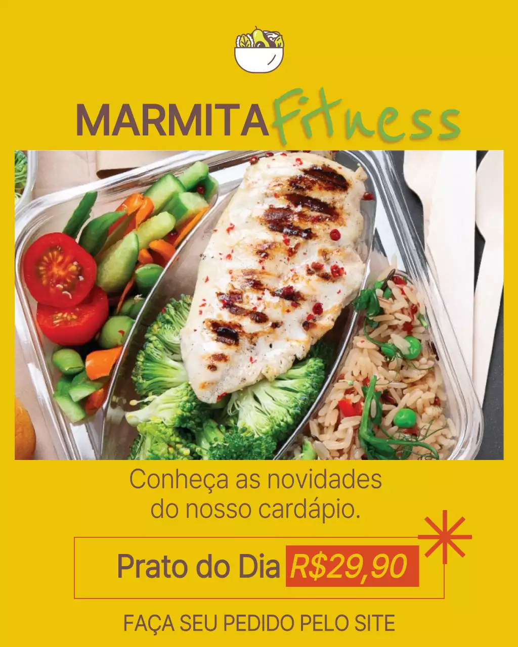 Postagem de promoção de fitness moderno amarelo no Instagram