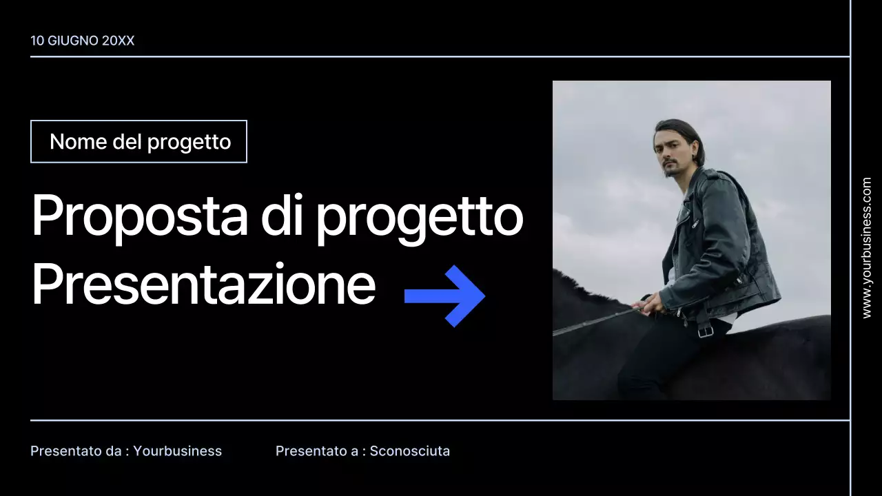 Proposta di progetto geometrico moderno nero e blu