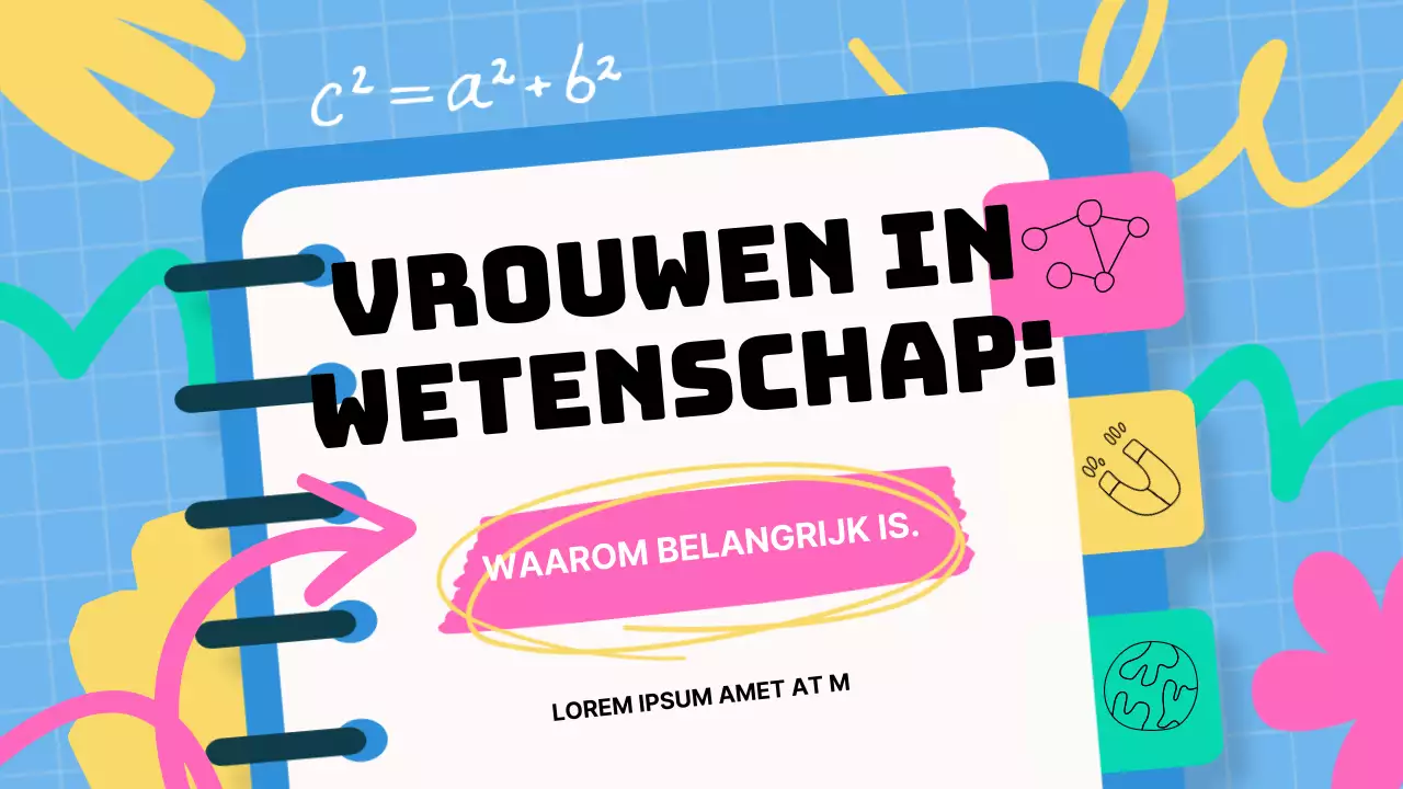 Blauw en roze basismateriaal voor lezingen over vrouwen in de wetenschap