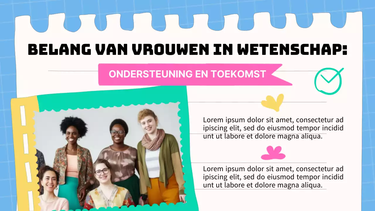 Blauw en roze basismateriaal voor lezingen over vrouwen in de wetenschap