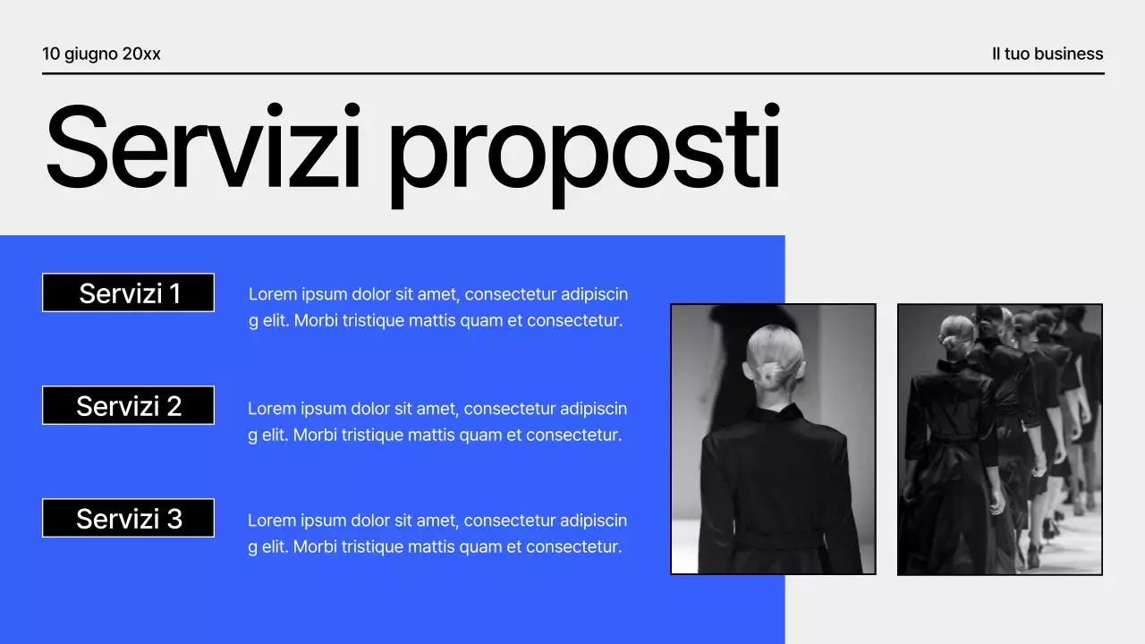 Proposta di progetto geometrico moderno nero e blu