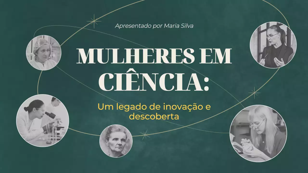 Material didático básico das Mulheres na Ciência, em verde e cinzento