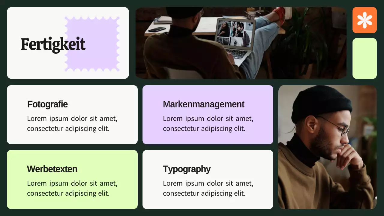 Grün und Lila Bold Grafikdesigner Portfolio