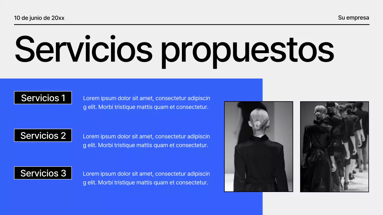 Propuesta de proyecto geométrico moderno en negro y azul