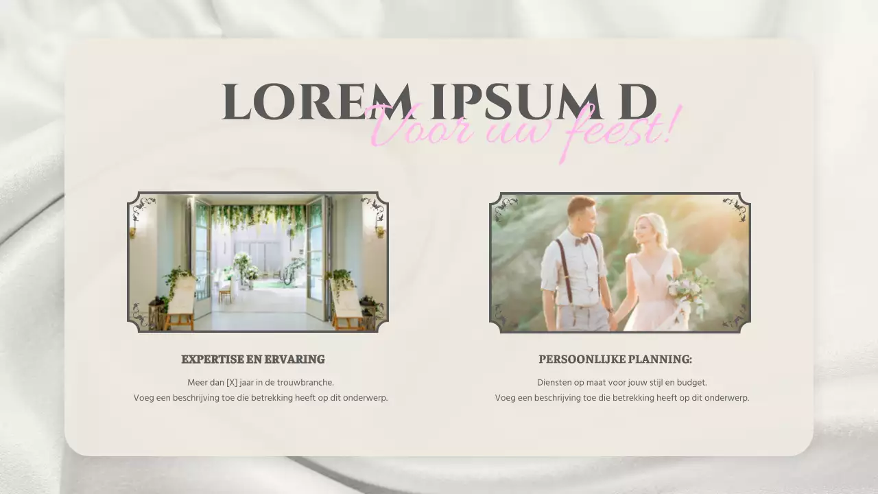 Roze wit modern basic huwelijks organizer introductie