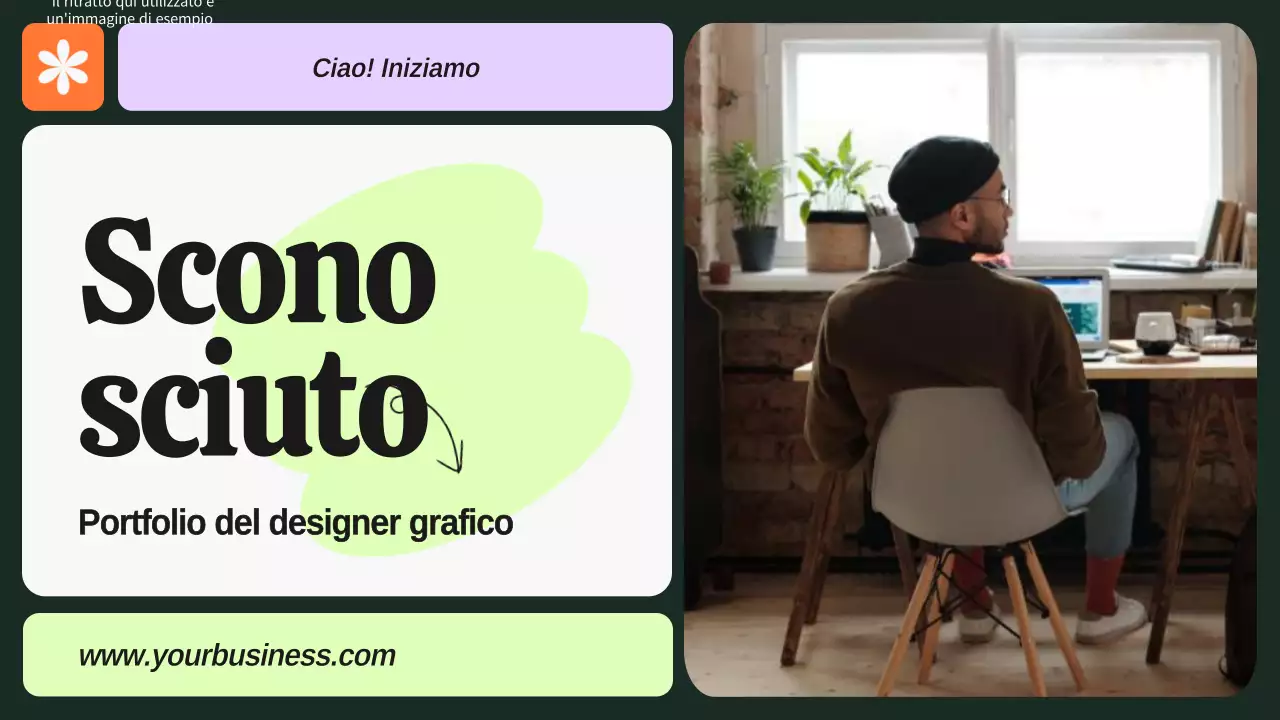 Portafoglio del designer grafico in grassetto verde e viola
