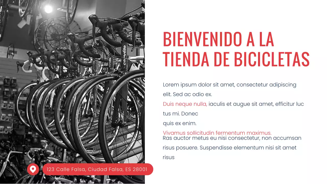 Rojo marino moderno minimalista Presentación de la empresa Bike Shop