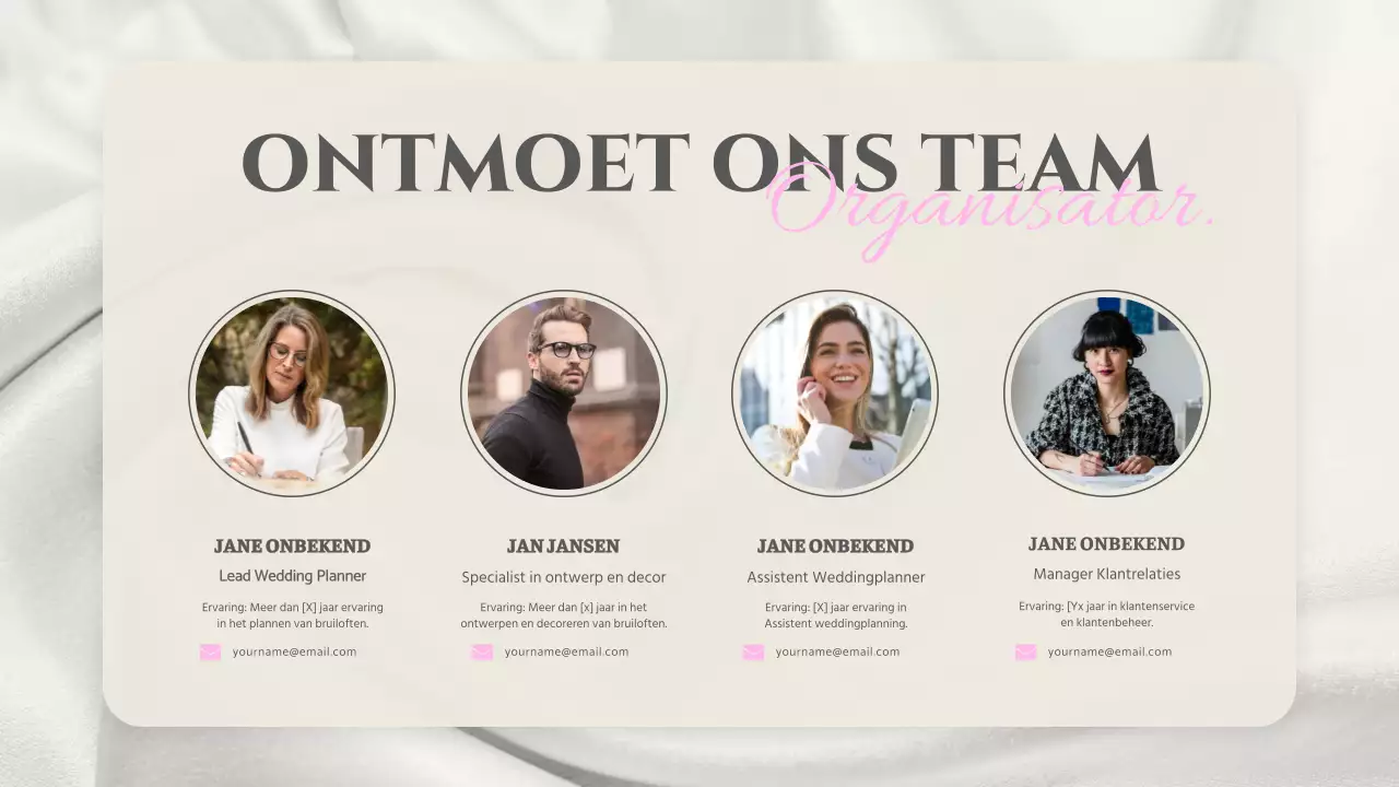 Roze wit modern basic huwelijks organizer introductie