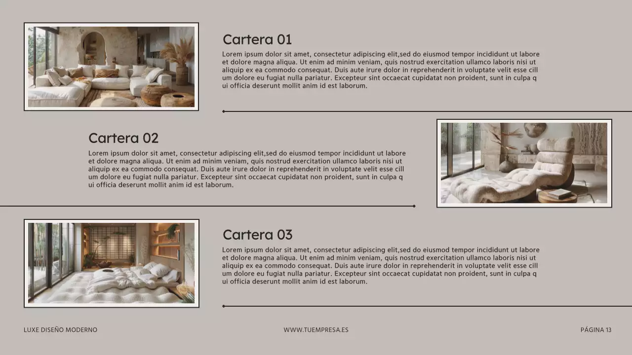 Beige Marrón Moderno Estudio de Interiorismo Presentación