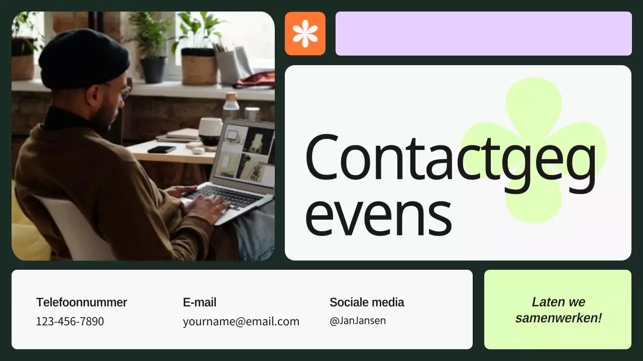 Groen en paars gedurfd grafisch ontwerper portfolio