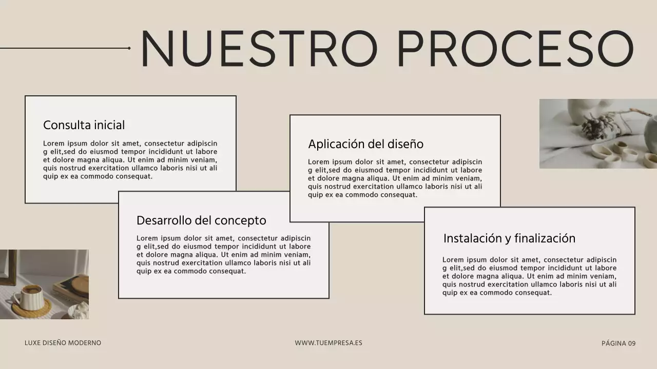 Beige Marrón Moderno Estudio de Interiorismo Presentación