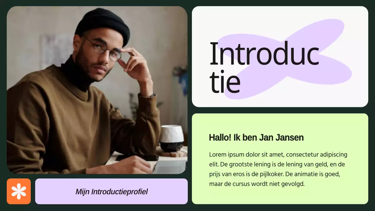 Groen en paars gedurfd grafisch ontwerper portfolio