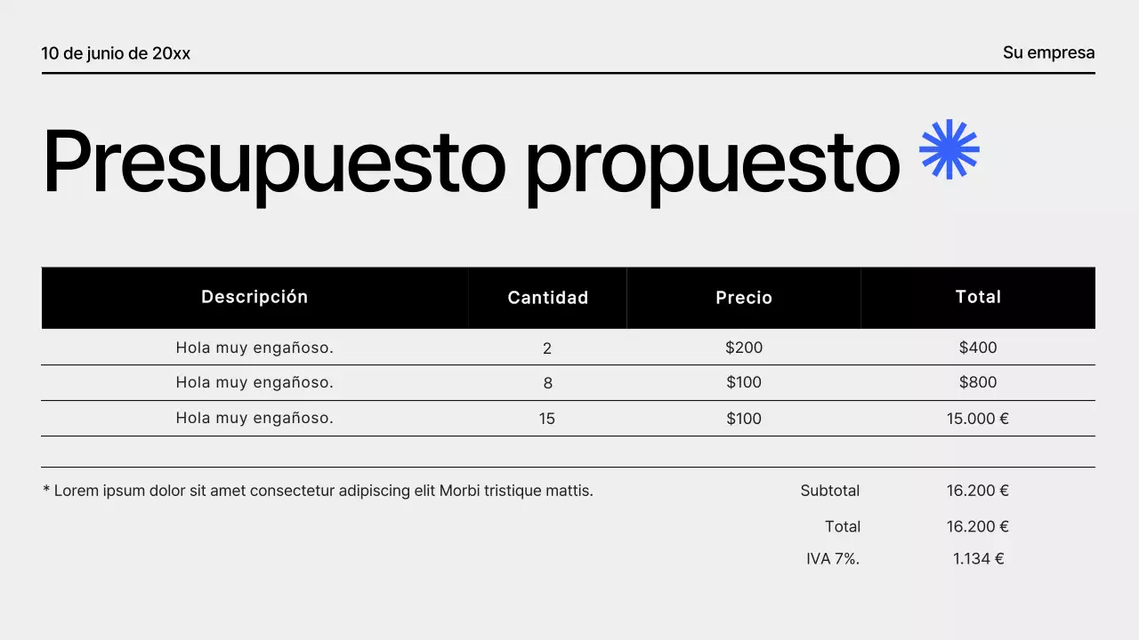 Propuesta de proyecto geométrico moderno en negro y azul