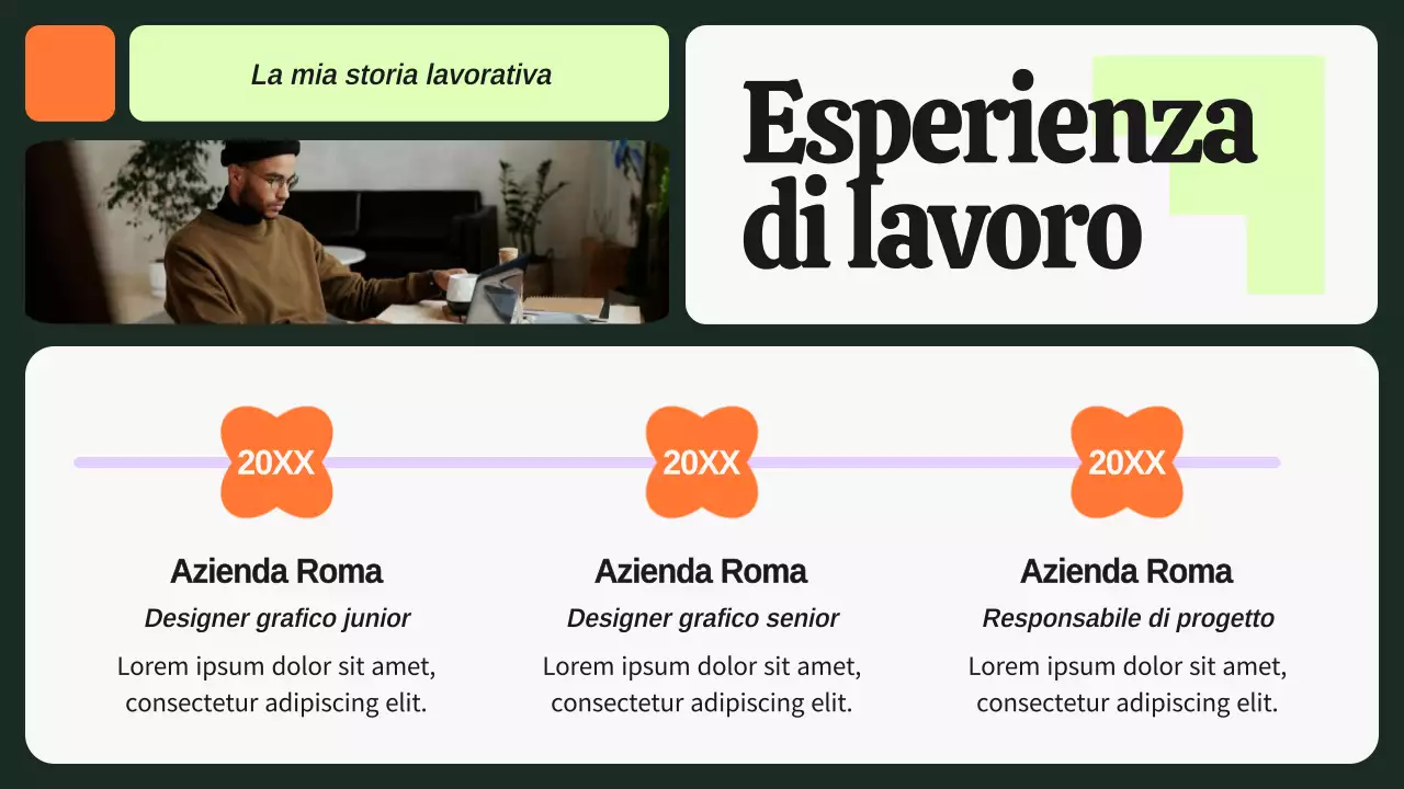 Portafoglio del designer grafico in grassetto verde e viola