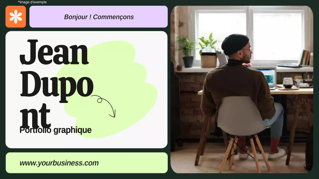 Portfolio de graphistes vert et violet audacieux