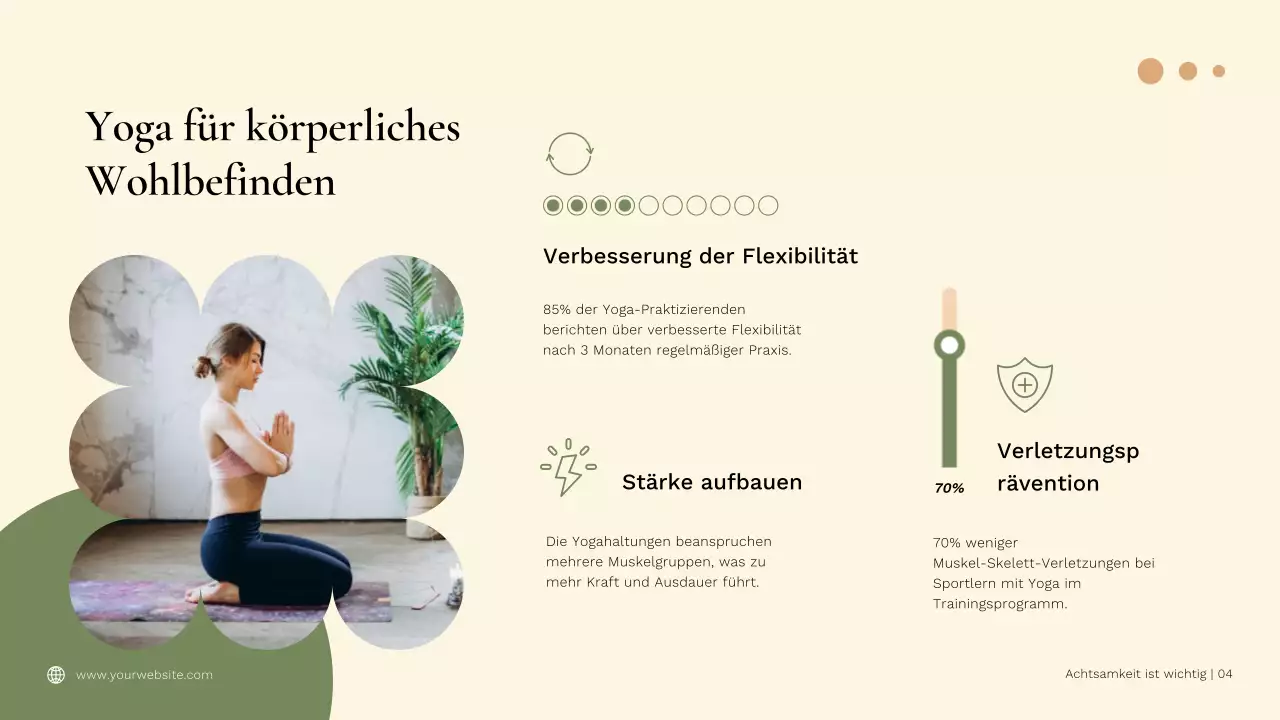 Green Minimal Benefits of Yoga für Achtsamkeit Werbung