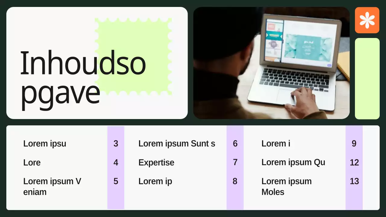 Groen en paars gedurfd grafisch ontwerper portfolio