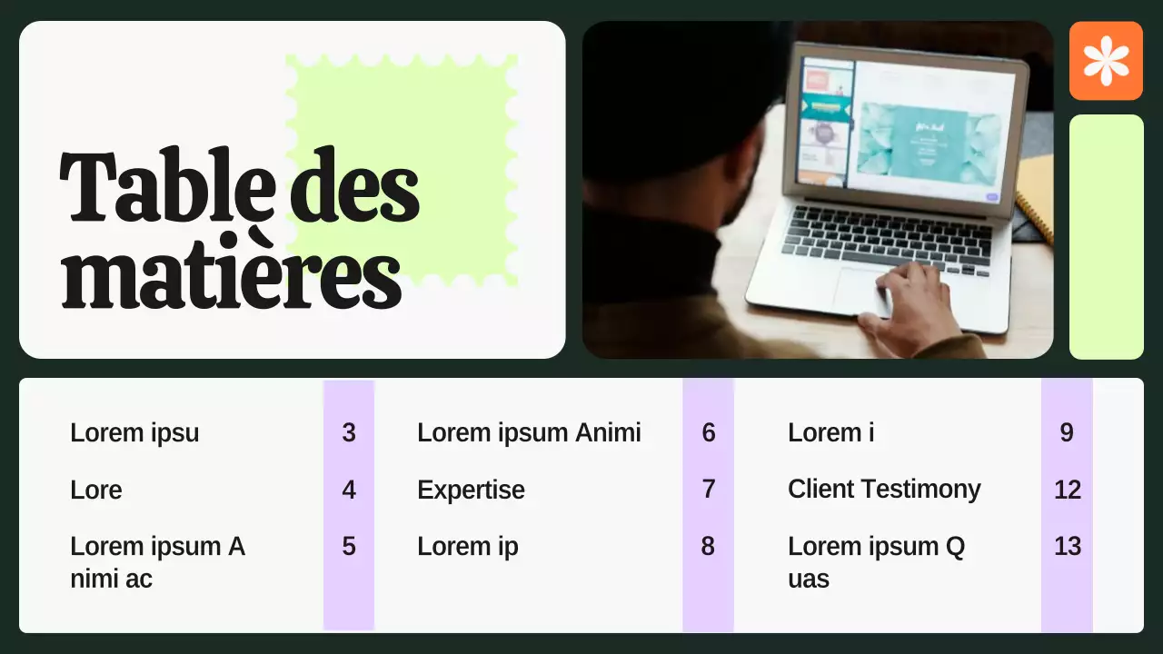Portfolio de graphistes vert et violet audacieux