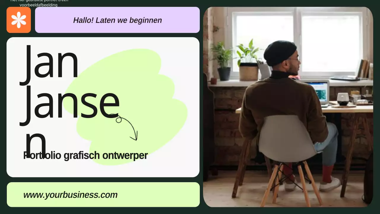 Groen en paars gedurfd grafisch ontwerper portfolio