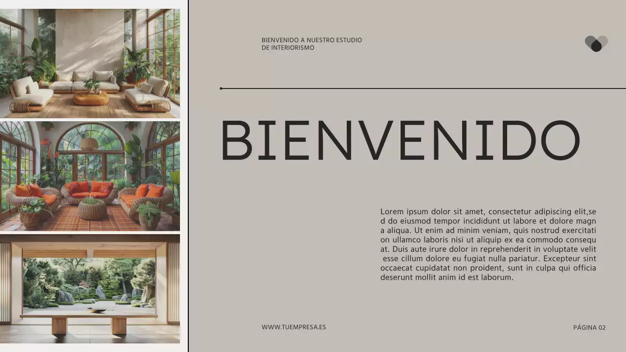 Beige Marrón Moderno Estudio de Interiorismo Presentación