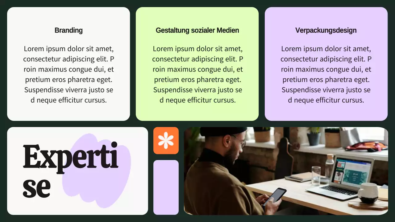 Grün und Lila Bold Grafikdesigner Portfolio