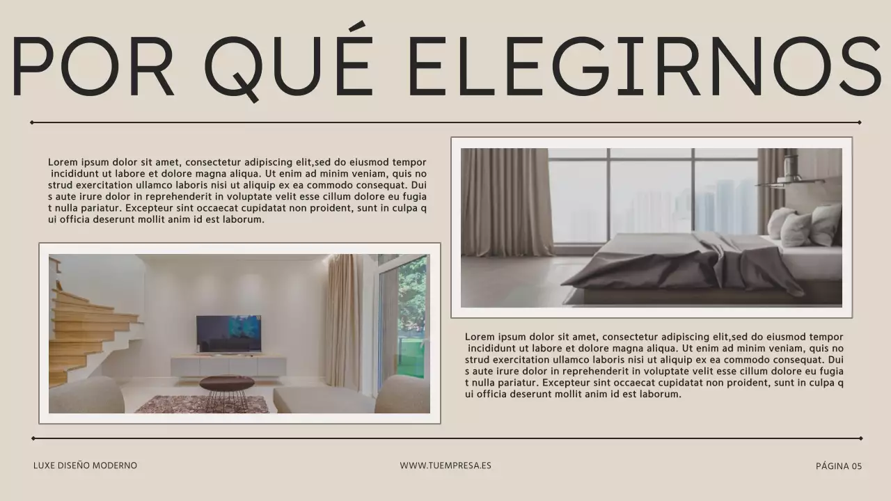 Beige Marrón Moderno Estudio de Interiorismo Presentación