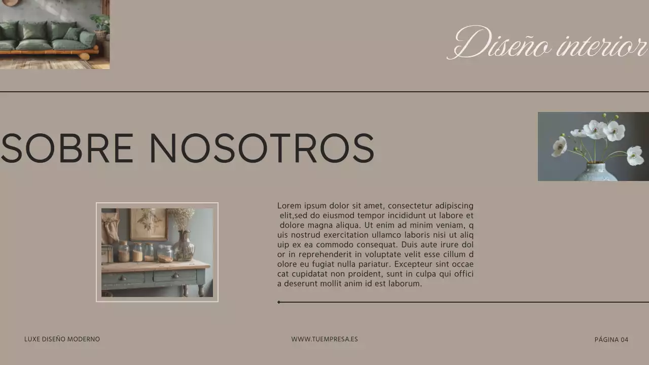 Beige Marrón Moderno Estudio de Interiorismo Presentación