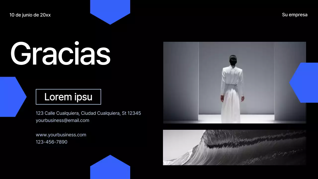 Propuesta de proyecto geométrico moderno en negro y azul