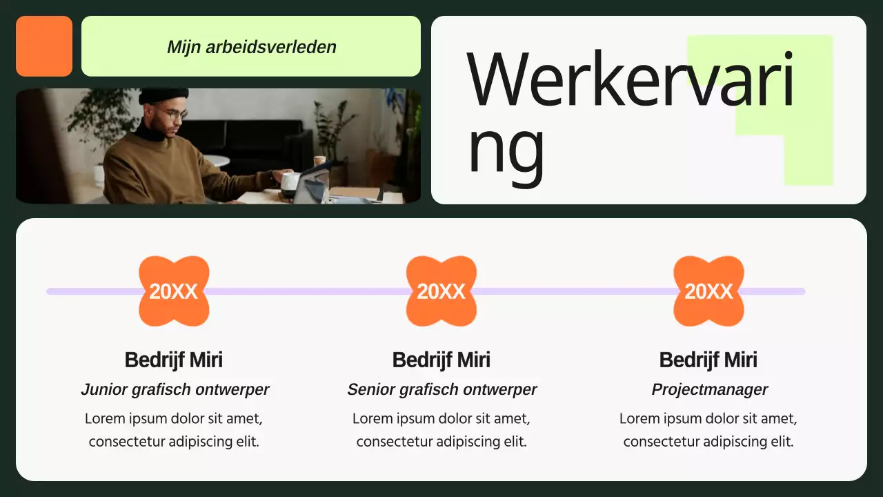 Groen en paars gedurfd grafisch ontwerper portfolio