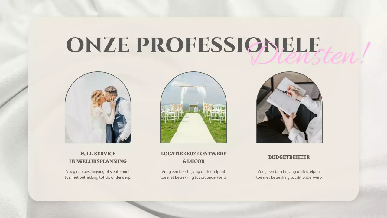 Roze wit modern basic huwelijks organizer introductie