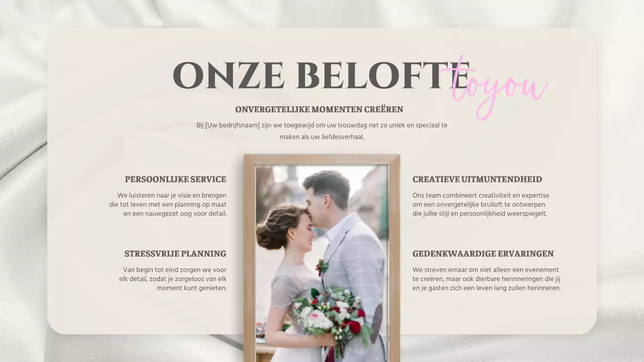 Roze wit modern basic huwelijks organizer introductie