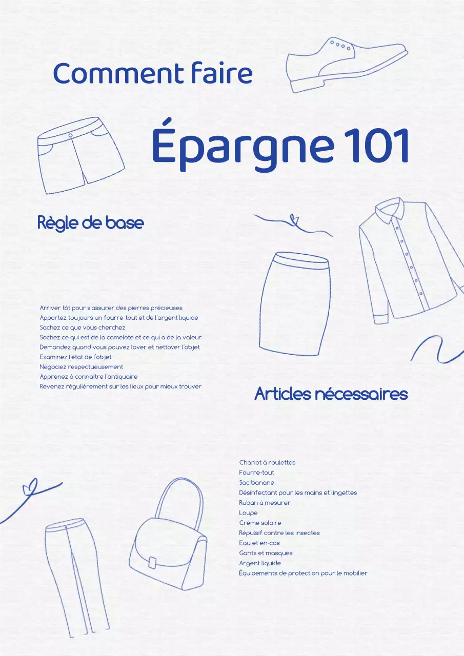 Bleu et blanc Guide d'astuces simples pour la friperie