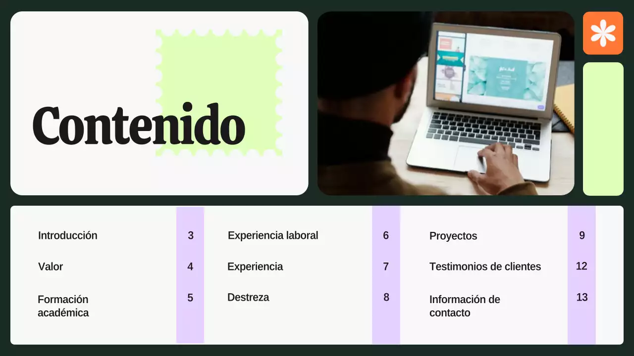 Verde y morado Cartera de diseñador gráfico