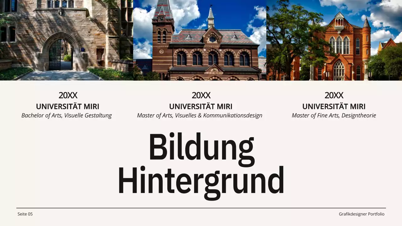 Beige und Schwarz Minimal Grafik Designer Portfolio