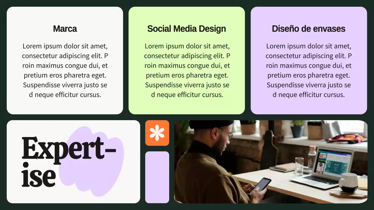 Verde y morado Cartera de diseñador gráfico