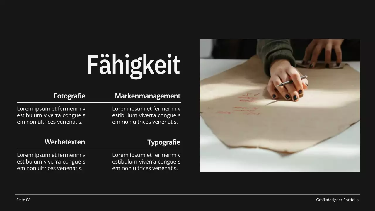 Beige und Schwarz Minimal Grafik Designer Portfolio