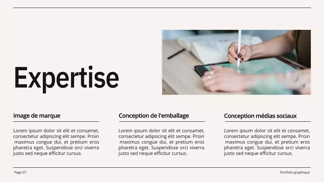 Portfolio de graphistes beige et noir