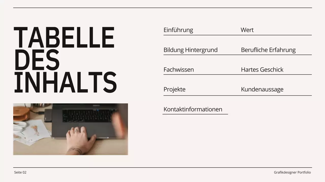 Beige und Schwarz Minimal Grafik Designer Portfolio